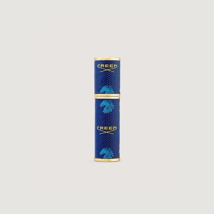 5ml blue leather atomizer with the lid on