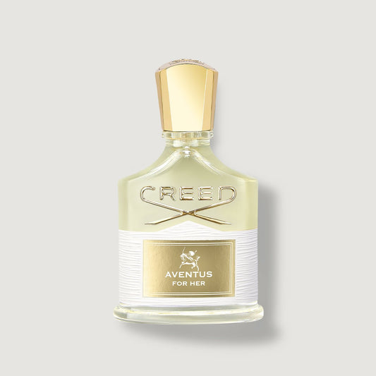 Aventus For Her Creed Aventus for Her perfume bottle on a light gray background
