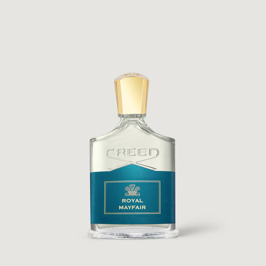 Royal Mayfair Teal & Gold Glass Eau de Parfum Bottle - Front View | Creed Boutique Royal Mayfair 100ml