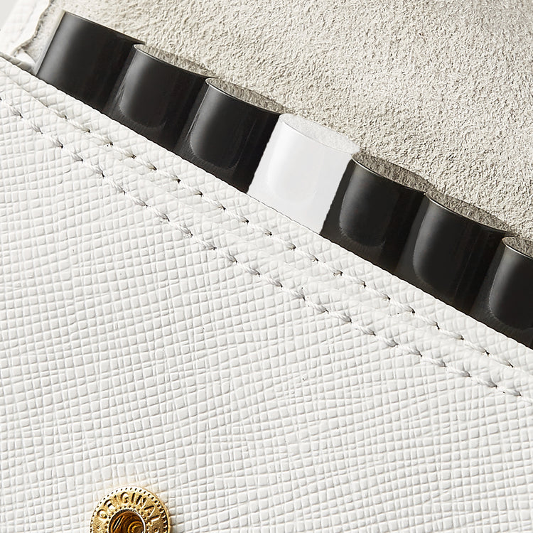 White Leather Sample Wallet Angled view