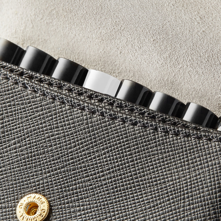 Black Leather Sample Wallet Angled view