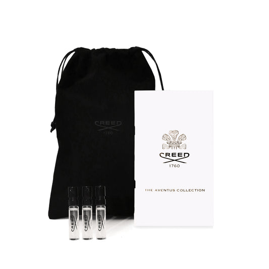 The Aventus Collection Sample Set with pouch, vials, and card