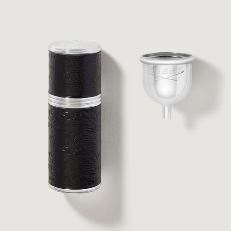 50ml atomizer black with silver trim and funnel