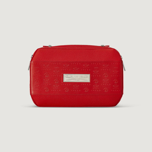 Leather Wash Bag - Red