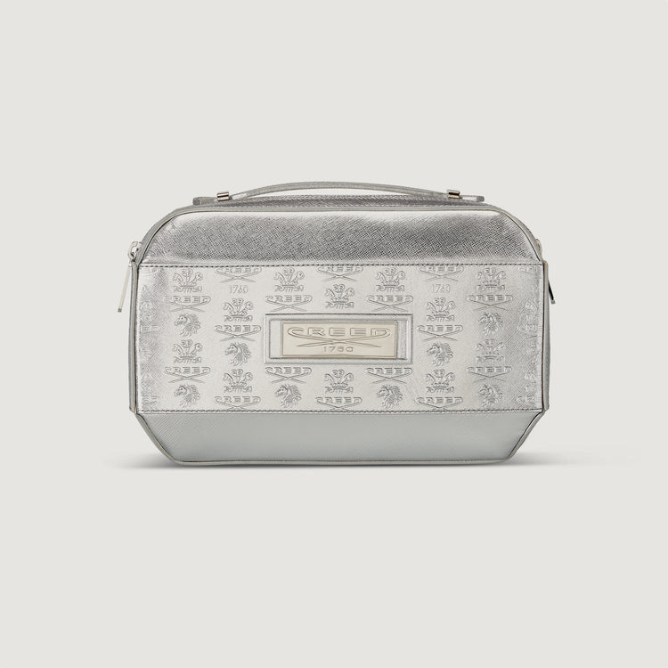 Leather Wash Bag - Silver